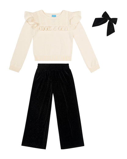 Girls Sweater and Pant Set Magnolia White Multi - Draper James
