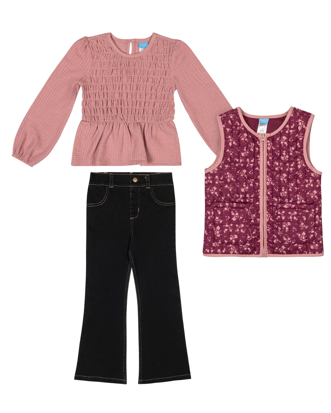 Girls' Top, Pant And Vest Set Pink Multi - Draper James