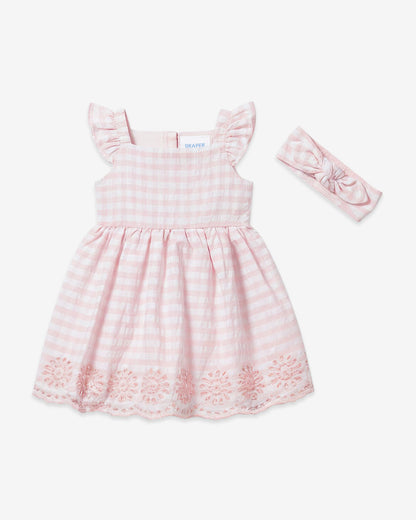 Dress with Diaper Cover in Pink Plaid Pink - Draper James