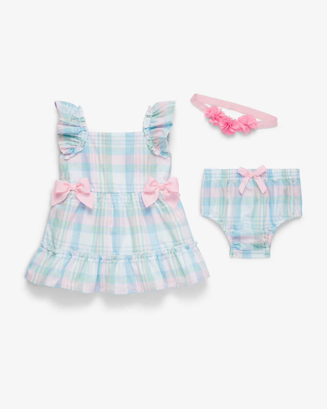 Dress with Diaper Cover in Blue Plaid Blue - Draper James