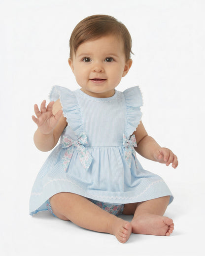 Striped Dress with Diaper Cover in Blue Blue - Draper James