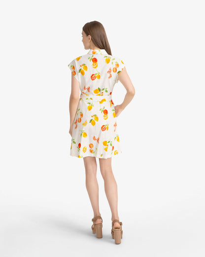 Trisha Citrus Print Dress Magnolia White Multi - Draper James