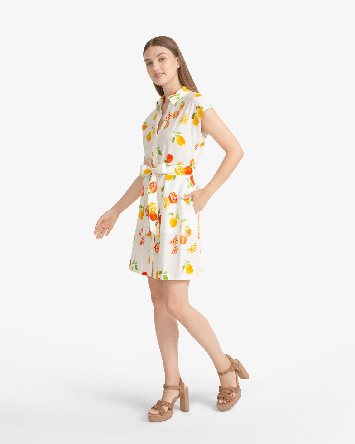 Trisha Citrus Print Dress Magnolia White Multi - Draper James