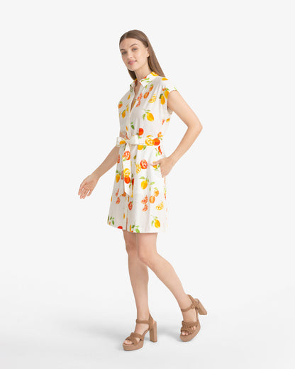 Trisha Citrus Print Dress Magnolia White Multi - Draper James