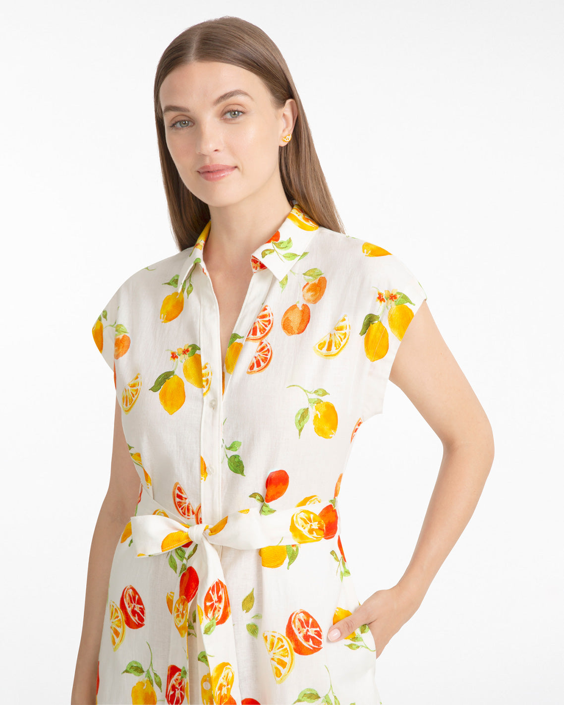 Trisha Citrus Print Dress Magnolia White Multi - Draper James