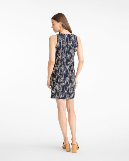 Priscilla Sleeveless Dress in Embroidery Nassau Navy Multi - Draper James