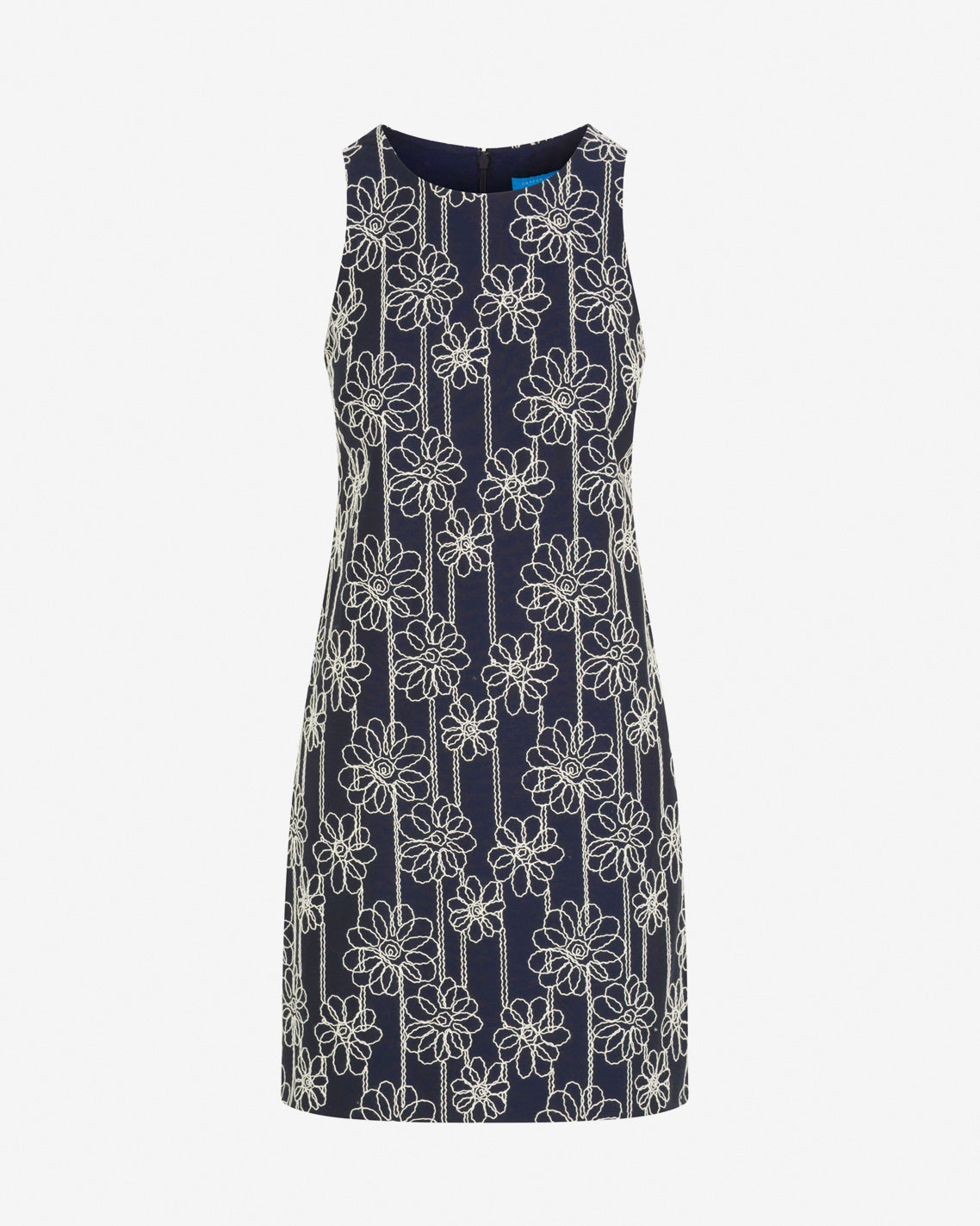 Priscilla Sleeveless Dress in Embroidery Nassau Navy Multi - Draper James