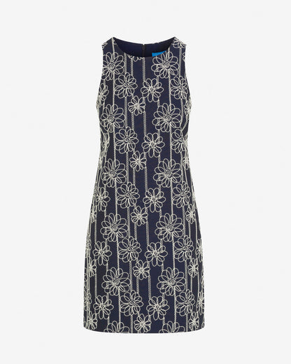 Priscilla Sleeveless Dress in Embroidery Nassau Navy Multi - Draper James