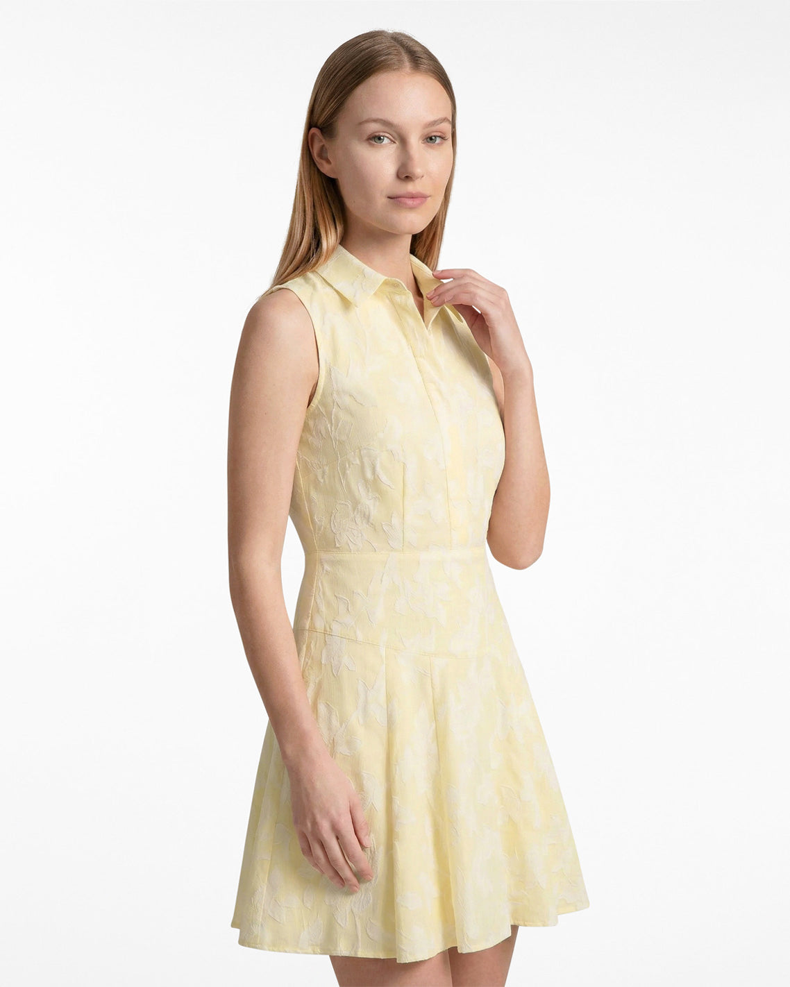 Brighton Mini Collared Dress in Striped Fil Coupe Yellow - Draper James