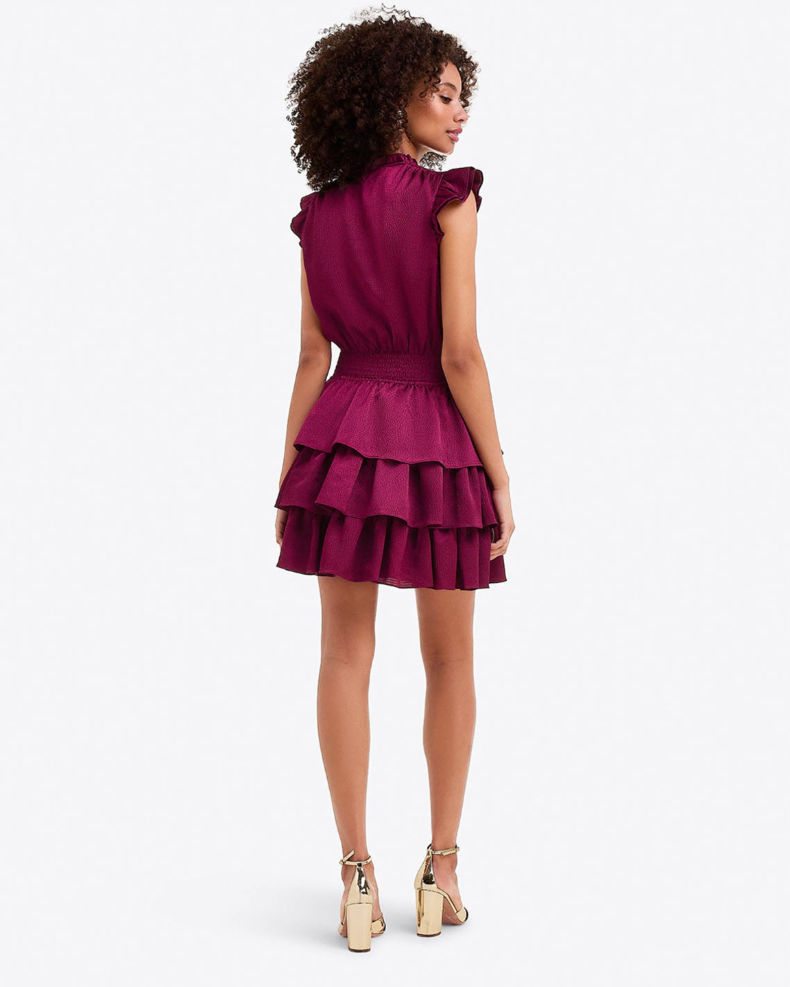 Alana Tiered Dress in Hammered Satin Raspberry Pink - Draper James