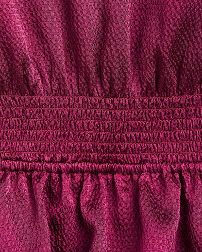 Alana Tiered Dress in Hammered Satin Raspberry Pink - Draper James