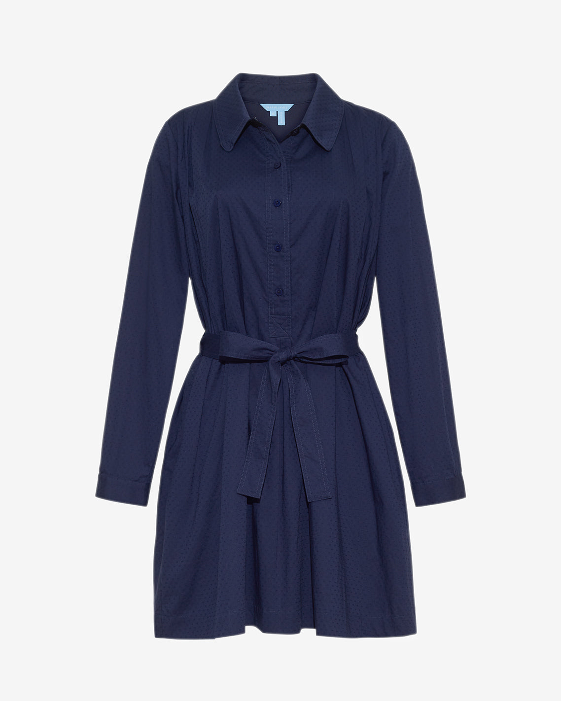 Ellie Pleated Shirtdress in Cotton Dobby Nassau Navy - Draper James
