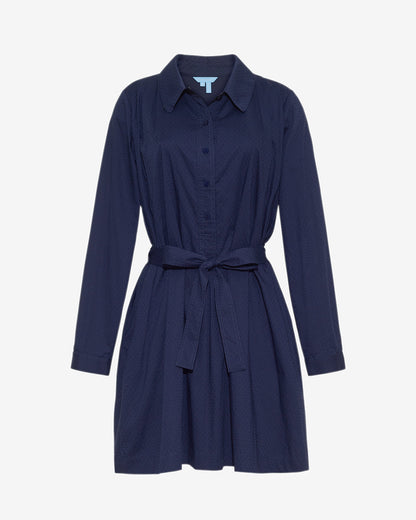 Ellie Pleated Shirtdress in Cotton Dobby Nassau Navy - Draper James
