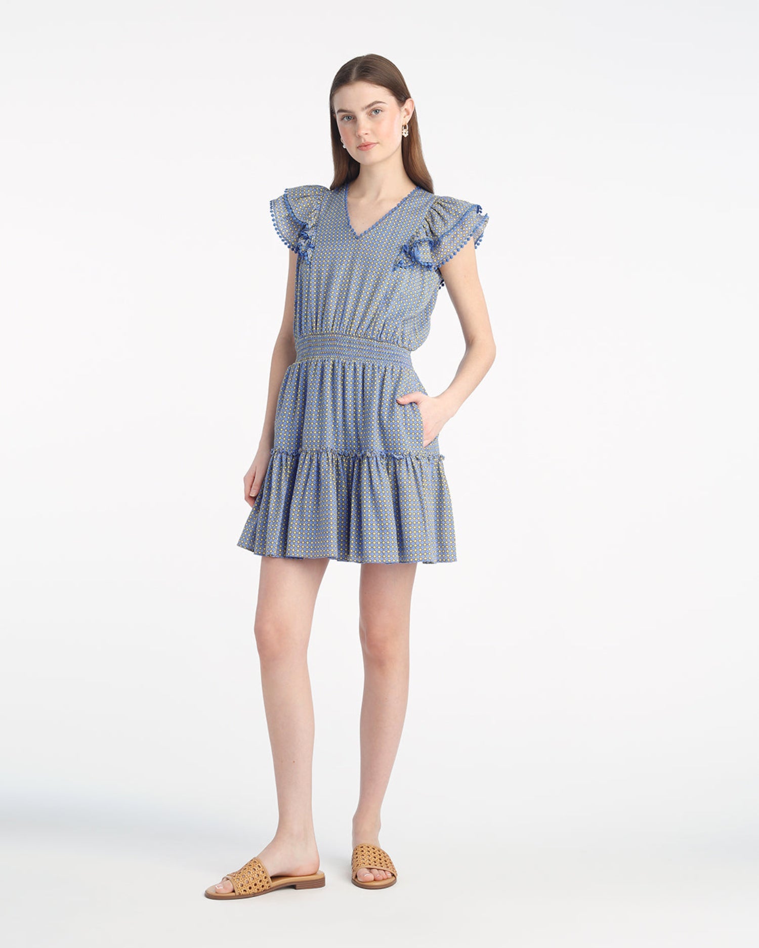 Gabby Mini Dress in Blue Dots Blue Dots - Draper James
