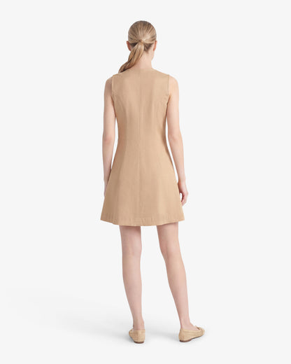 Sienna Sleeveless V-Neck Mini Dress in Croissant Croissant - Draper James
