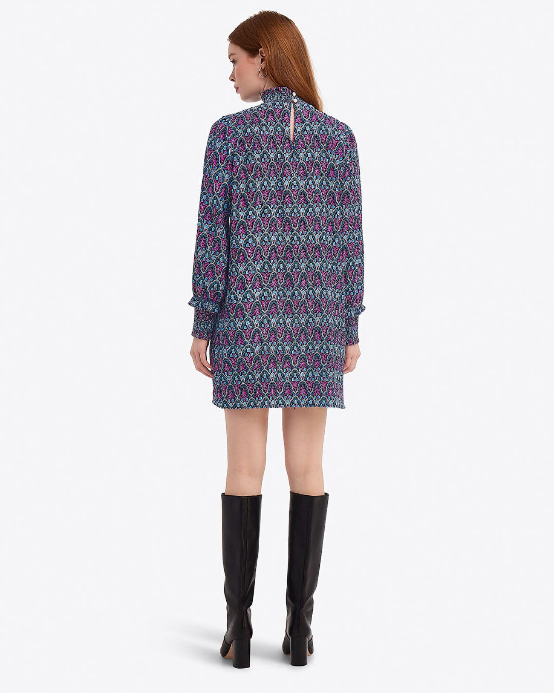 Long-Sleeve Shift Dress Black Multi - Draper James