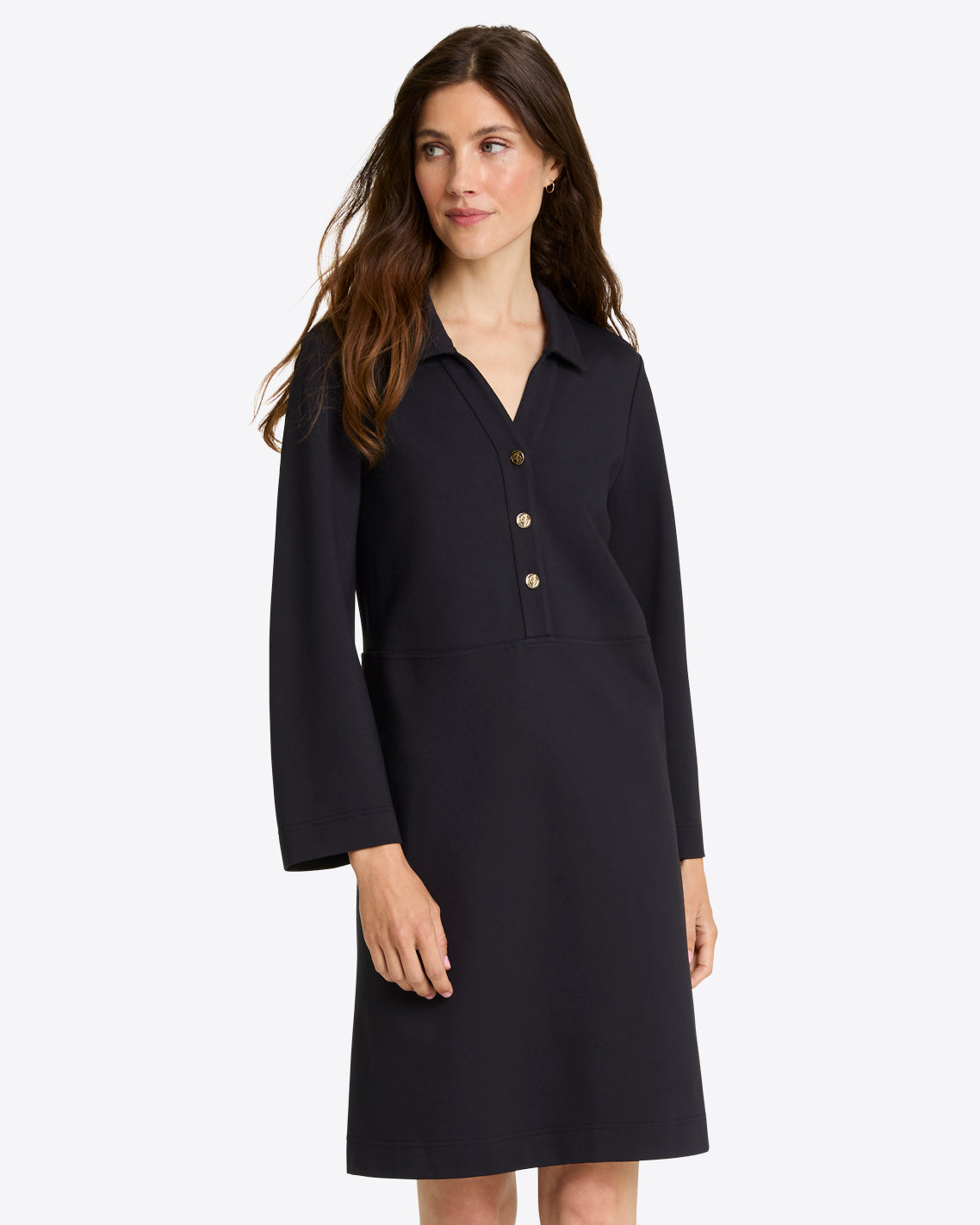Lyla Shirtdress in Ponte Belle Meade Black - Draper James