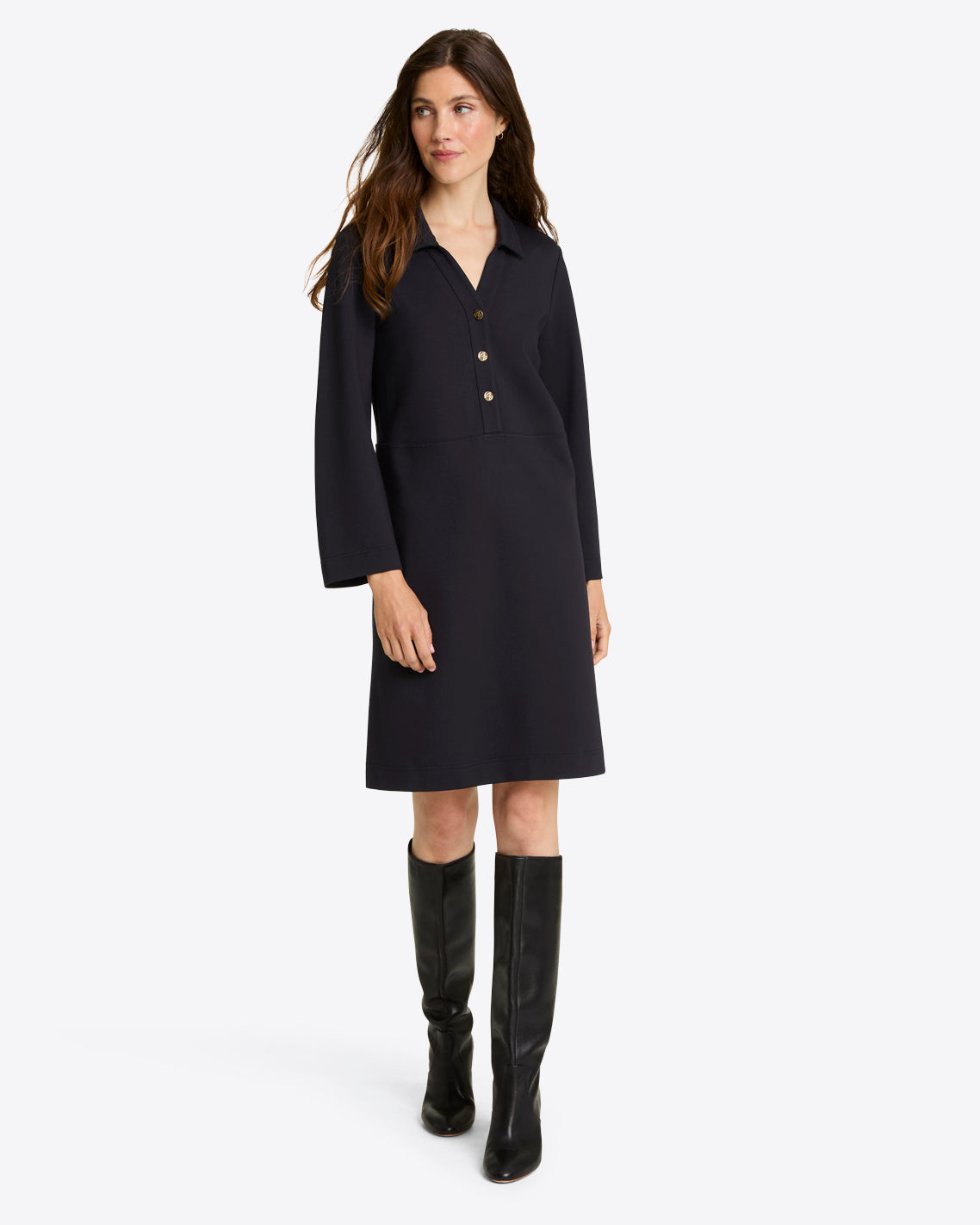 Lyla Shirtdress in Ponte Belle Meade Black - Draper James