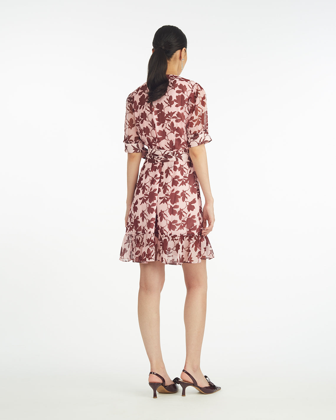 Ella Short-Sleeve Mini Dress in Burgundy Magnolia Pink - Draper James