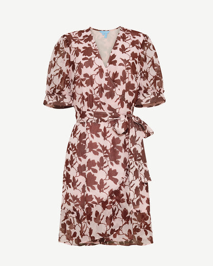 Ella Short-Sleeve Mini Dress in Burgundy Magnolia Pink - Draper James