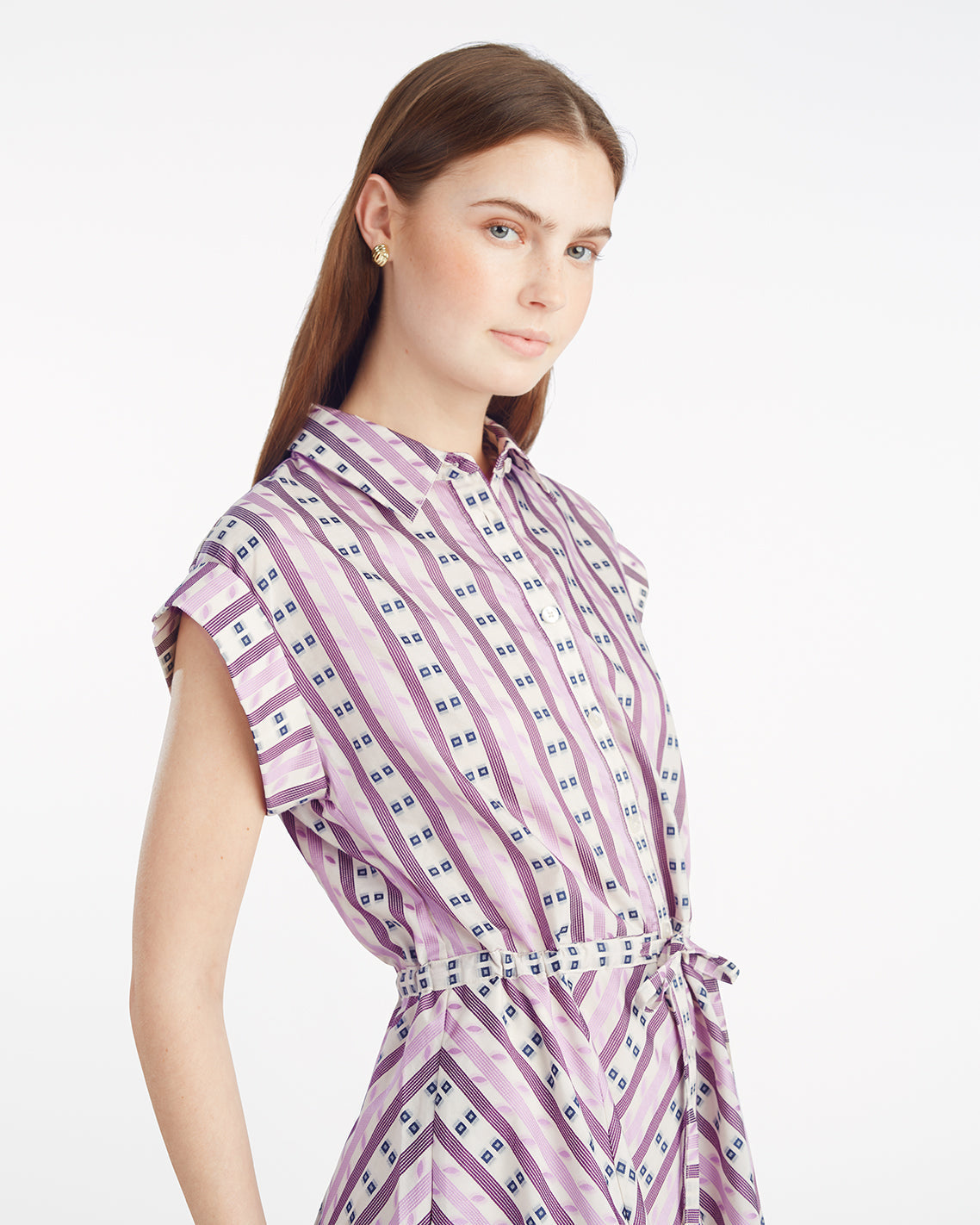 Phoebe Mini Shirtdress in Dotted Stripes Jacquard Dotted Stripes Jacquard - Draper James