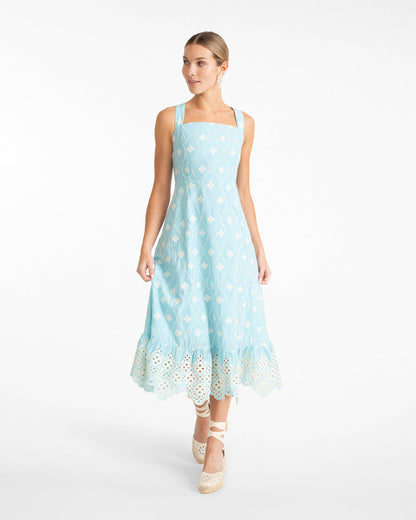 Ralph Dress in Eyelet Embroidery Blue Multi - Draper James