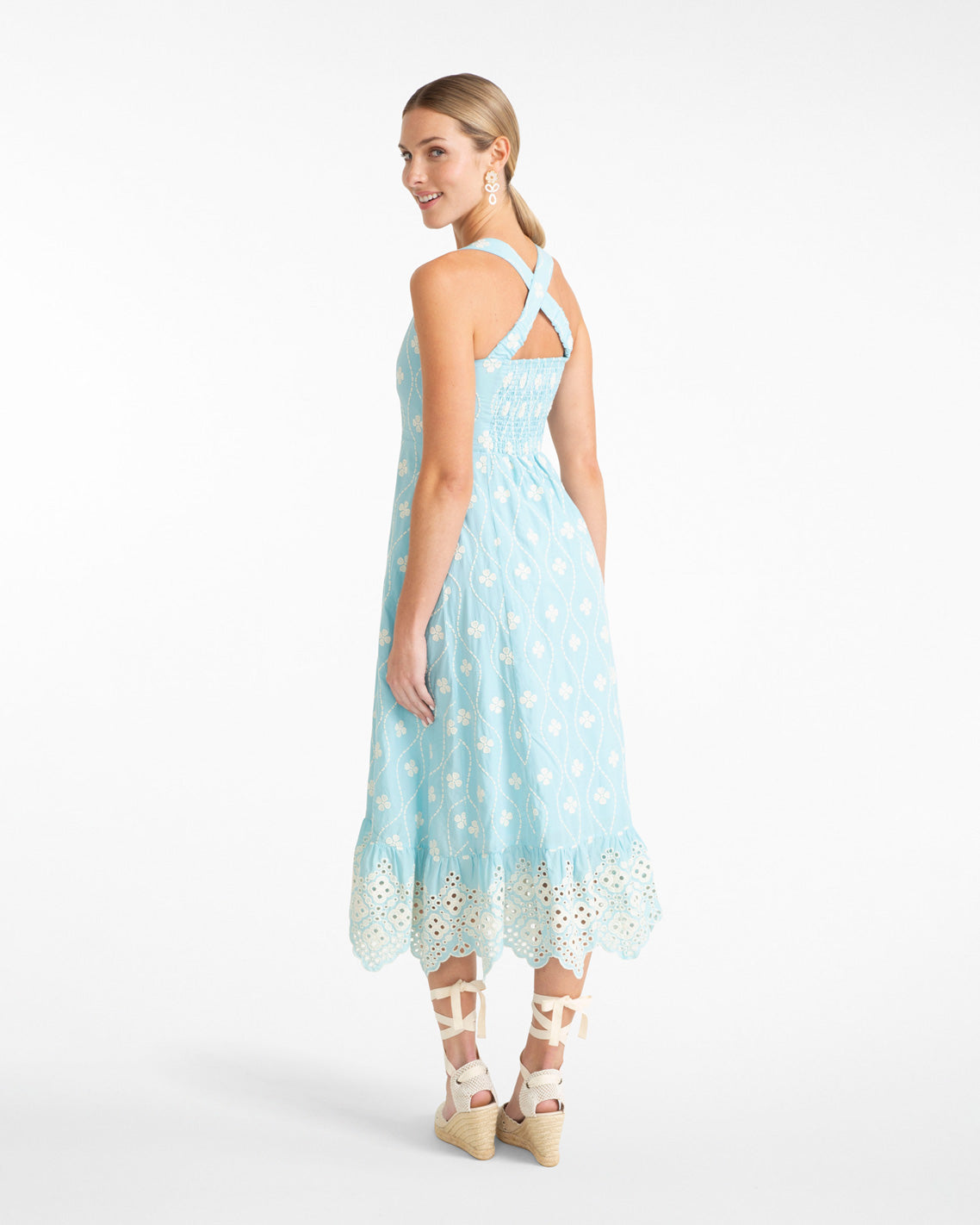 Ralph Dress in Eyelet Embroidery Blue Multi - Draper James