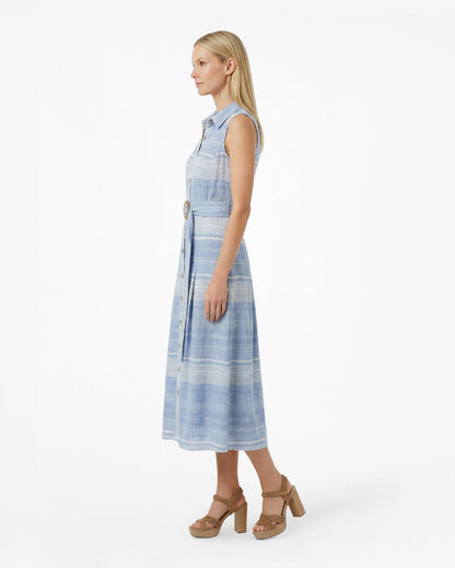Vera Sleeveless Midi Dress in Stripe Blue Multi - Draper James