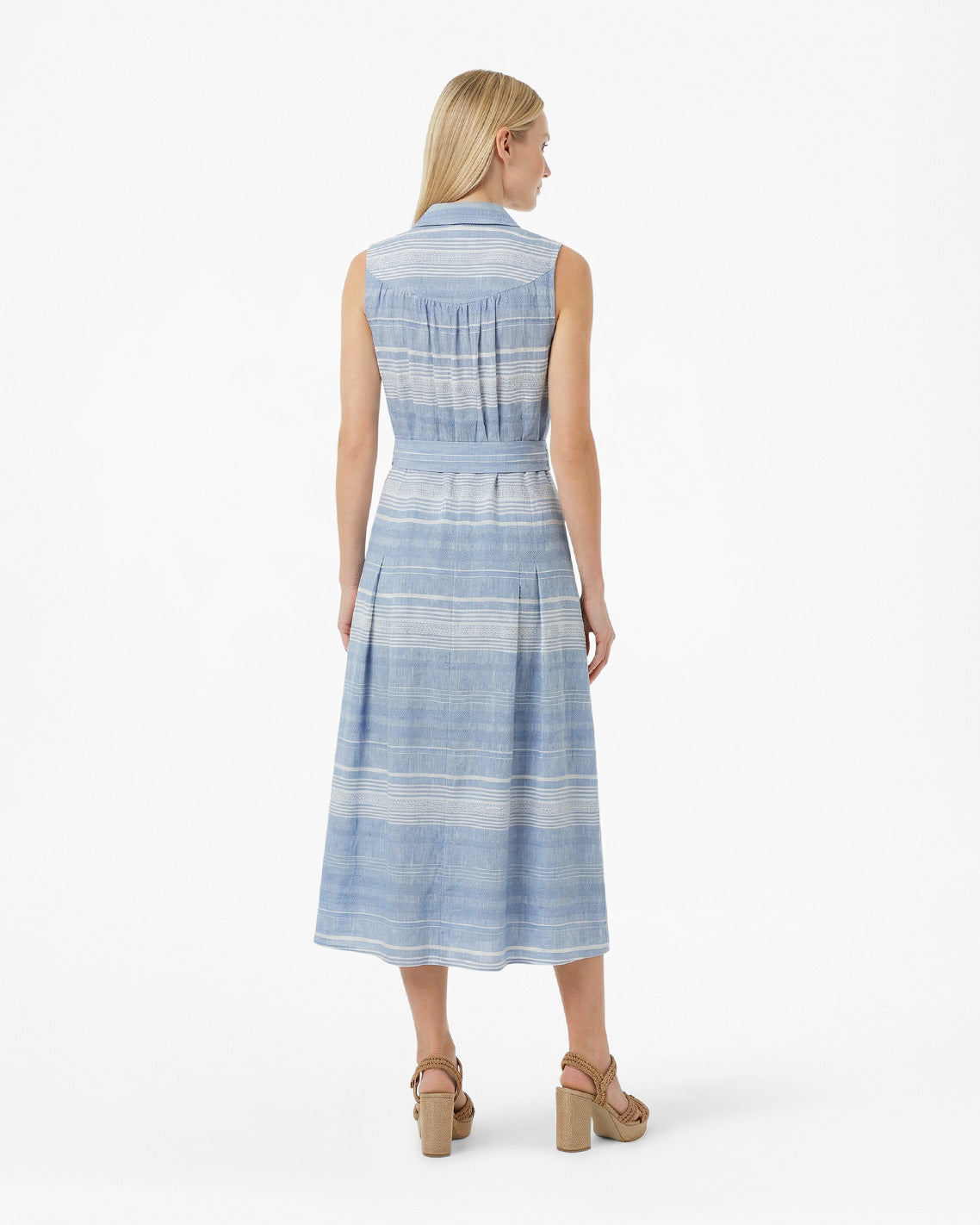 Vera Sleeveless Midi Dress in Stripe Blue Multi - Draper James