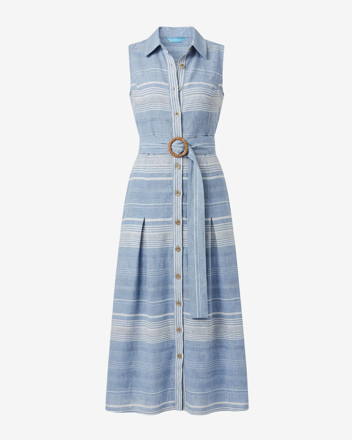 Vera Sleeveless Midi Dress in Stripe Blue Multi - Draper James