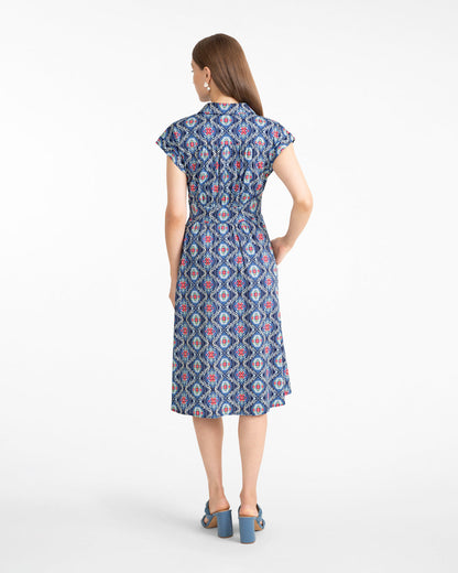 Farrah Printed Shirtdress Nassau Navy Multi - Draper James