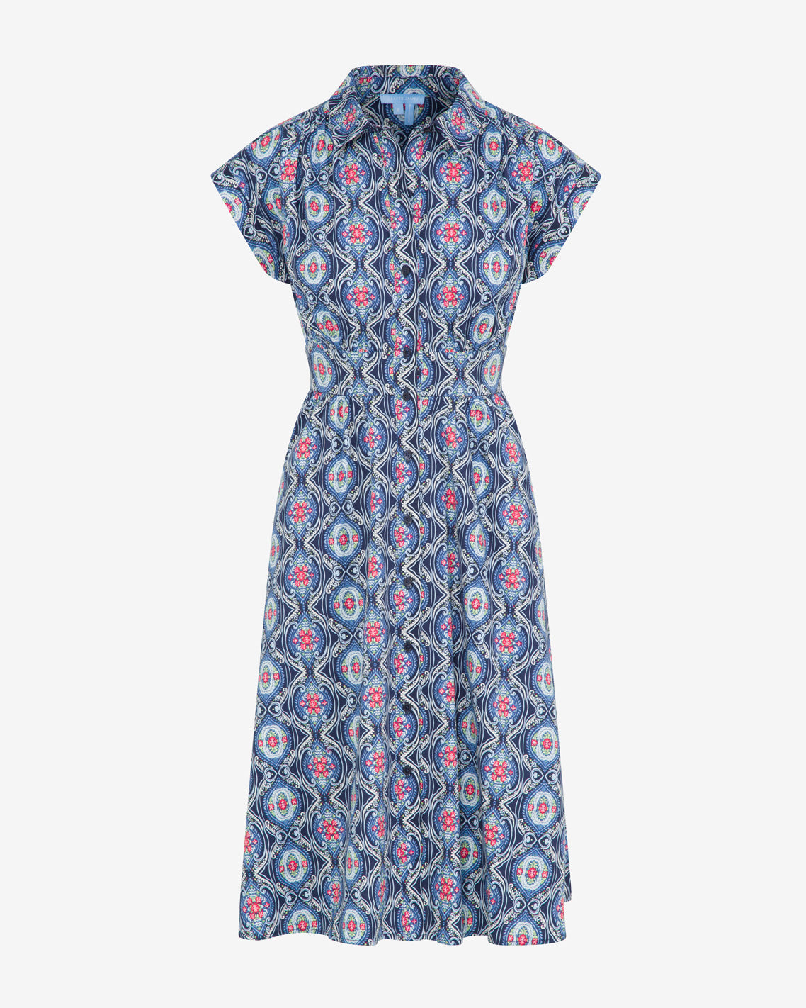 Farrah Printed Shirtdress Nassau Navy Multi - Draper James