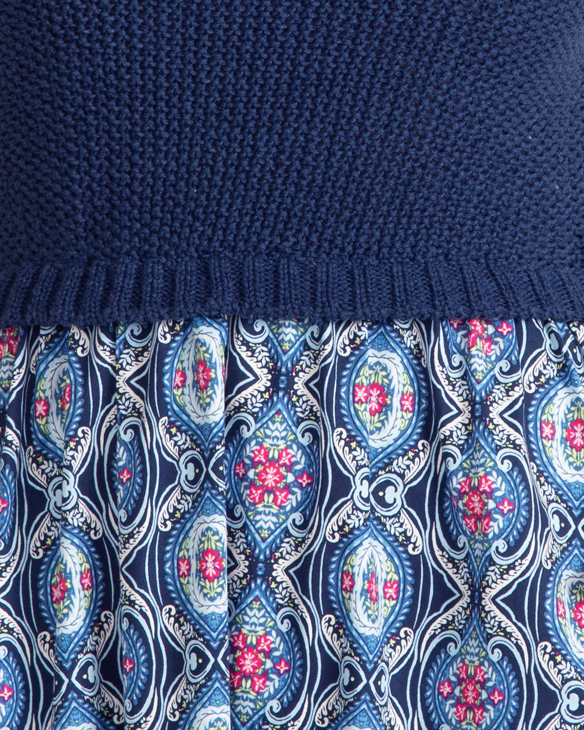 Chiara Mixed Media Midi Dress Nassau Navy Multi - Draper James