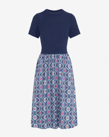 Chiara Mixed Media Midi Dress Nassau Navy Multi - Draper James
