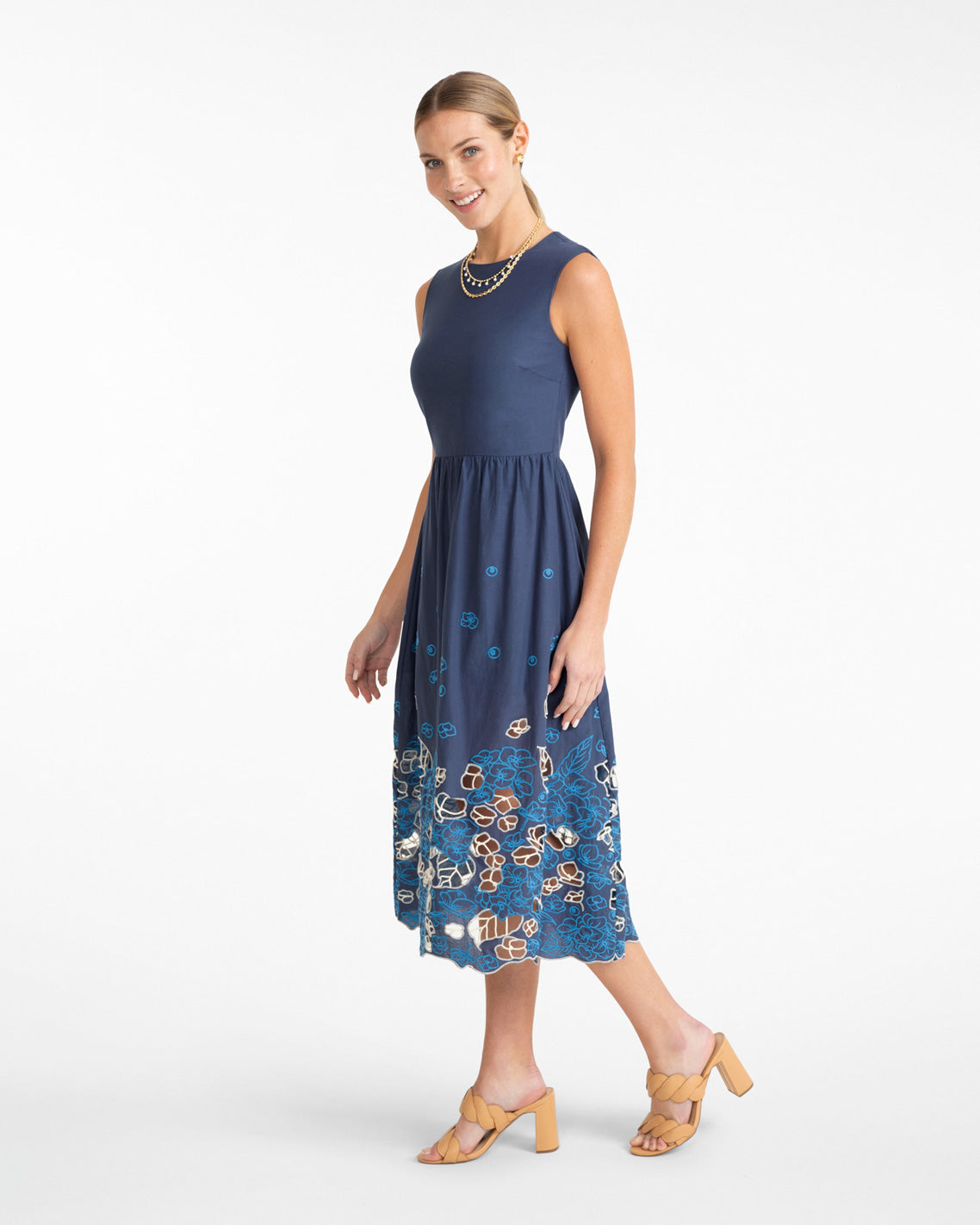Palmer Dress in Embroidery Blue Multi - Draper James