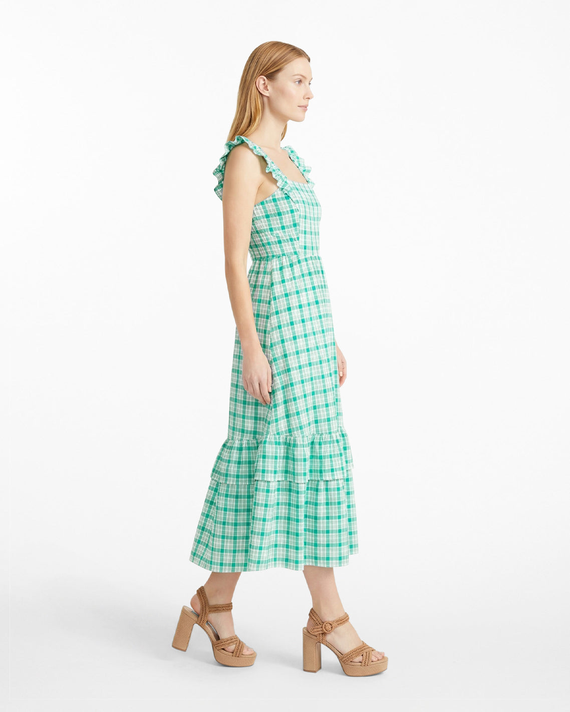 Carrie Midi Dress in Green Plaid Green - Draper James