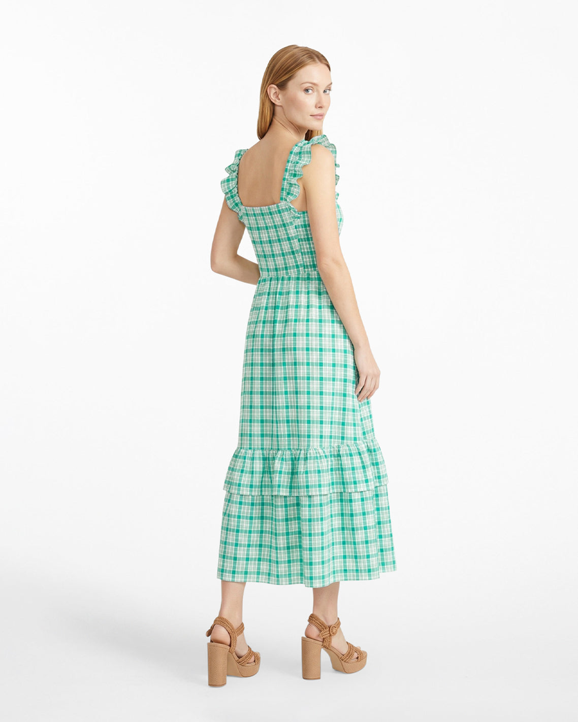 Carrie Midi Dress in Green Plaid Green - Draper James