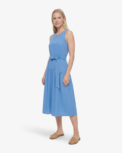 Lila Mixed Media Midi Dress in Light Blue Light Blue - Draper James