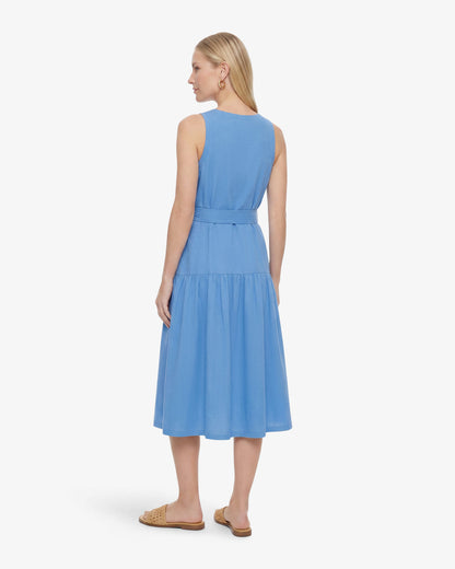 Lila Mixed Media Midi Dress in Light Blue Light Blue - Draper James