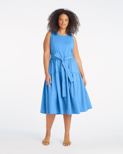 Lila Mixed Media Midi Dress in Light Blue Light Blue - Draper James