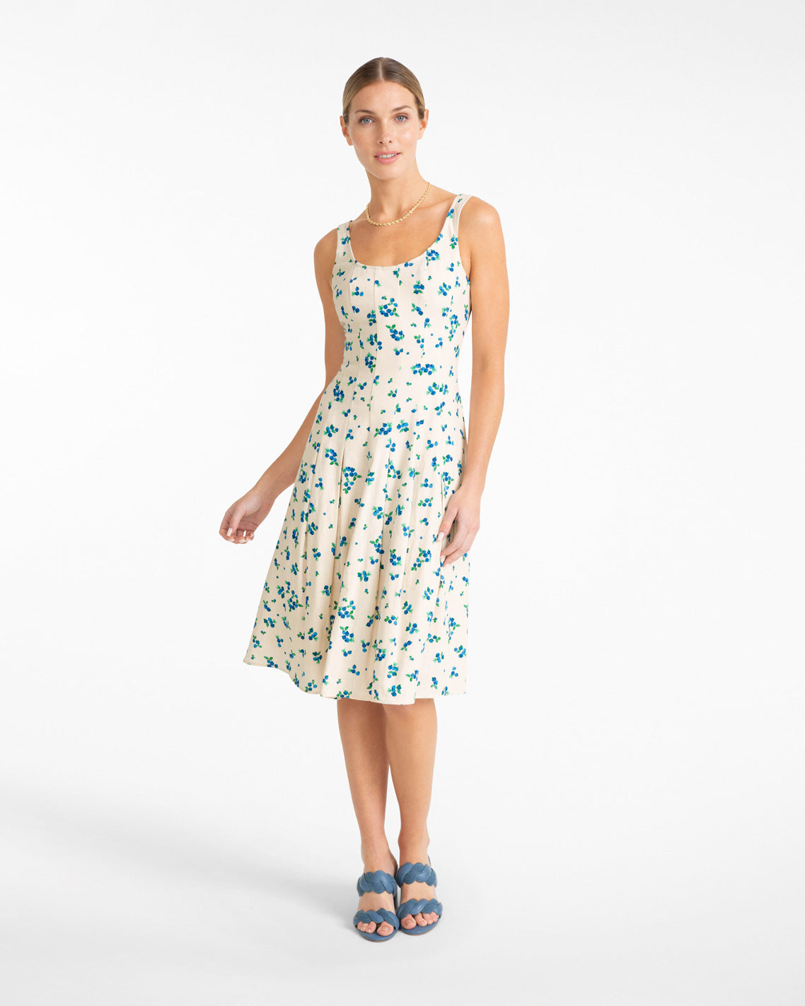 River Sleeveless Midi Dress Blue Multi - Draper James