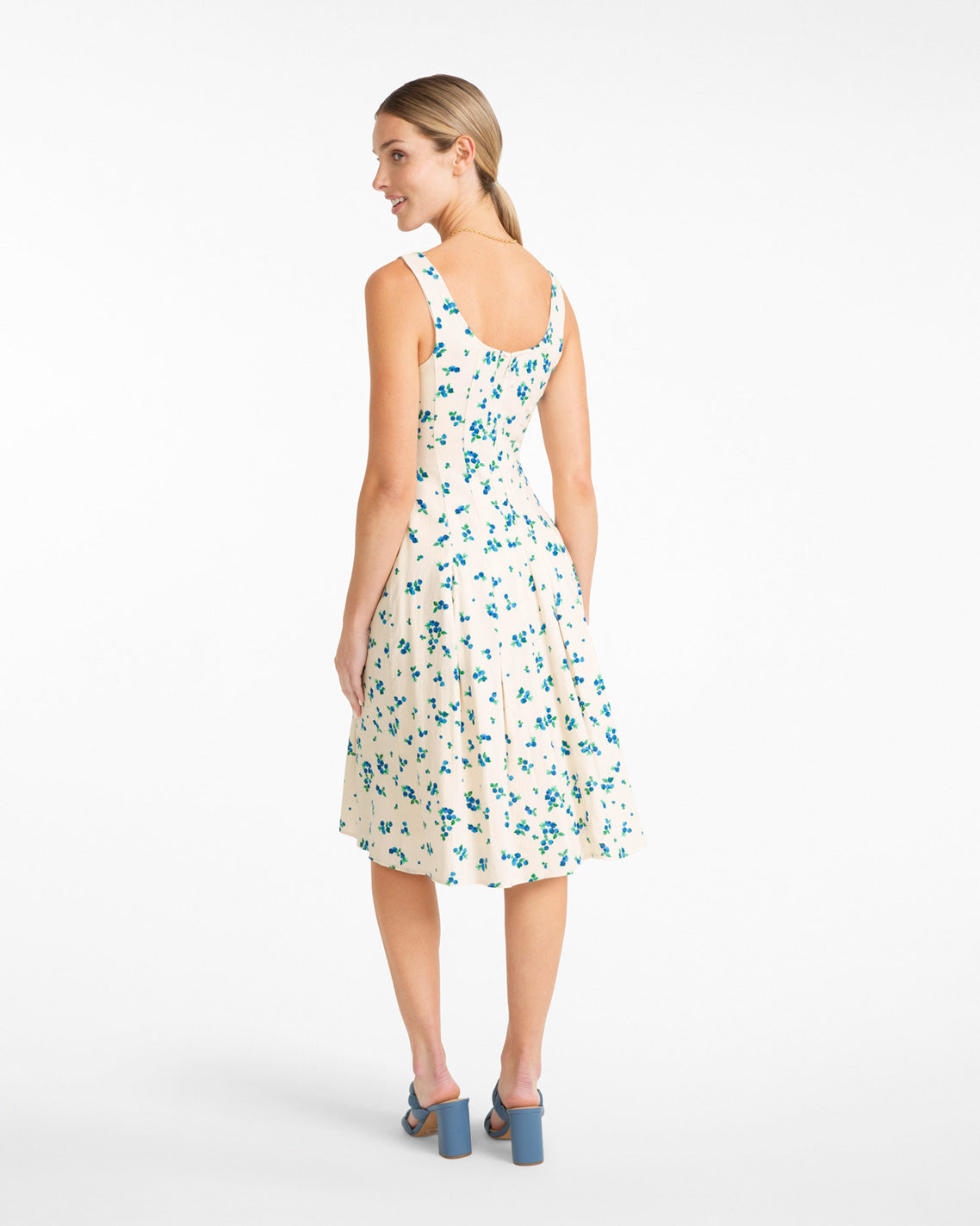 River Sleeveless Midi Dress Blue Multi - Draper James