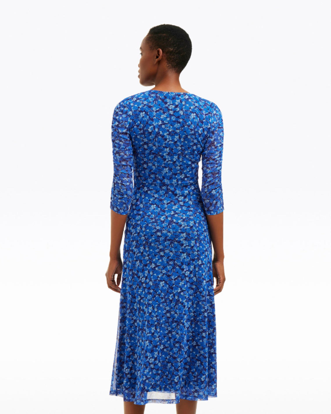 Selena V-Neck Midi Dress in Blue Scattered Ditsy Blue Scattered Ditsy - Draper James