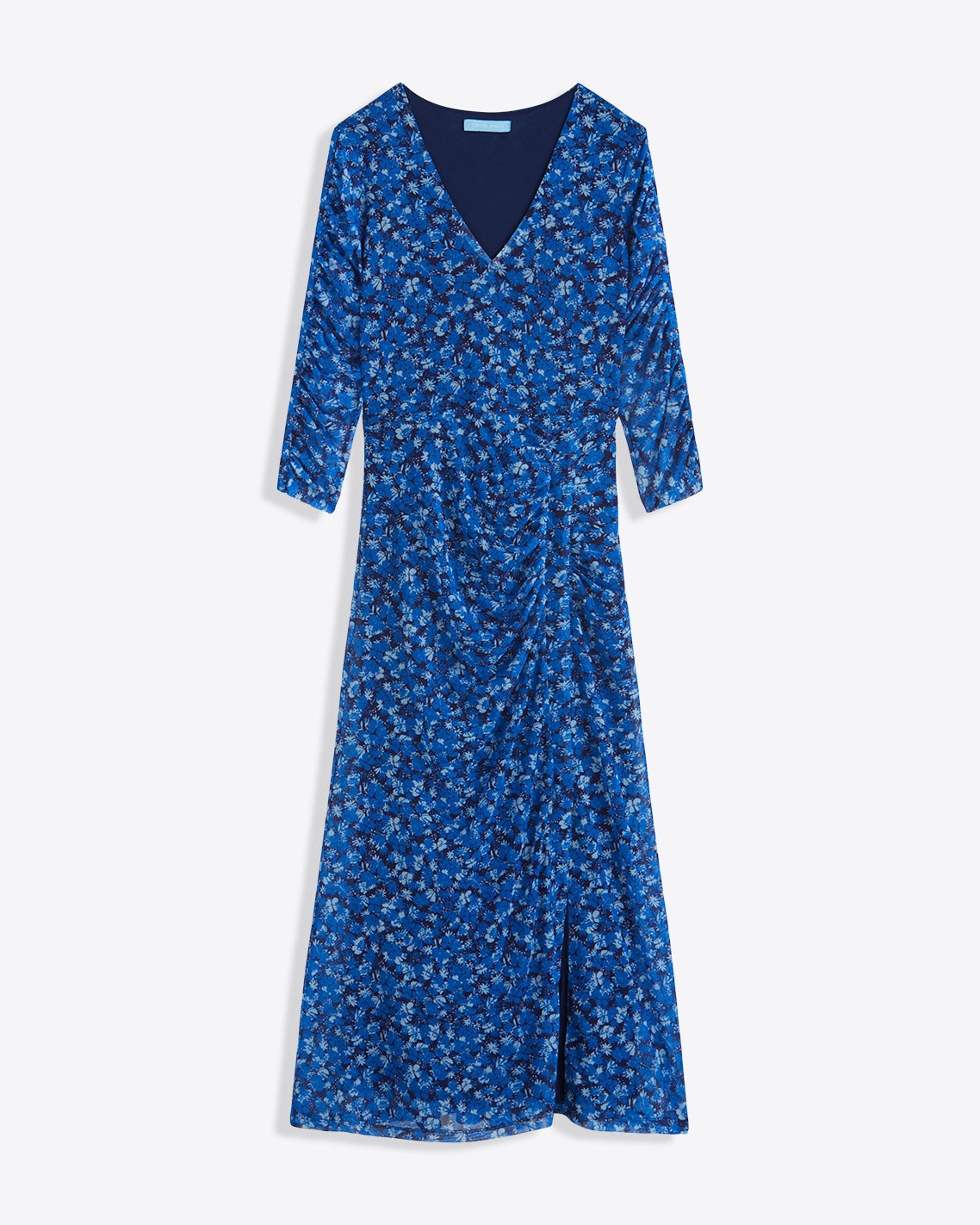 Selena V-Neck Midi Dress in Blue Scattered Ditsy Blue Scattered Ditsy - Draper James