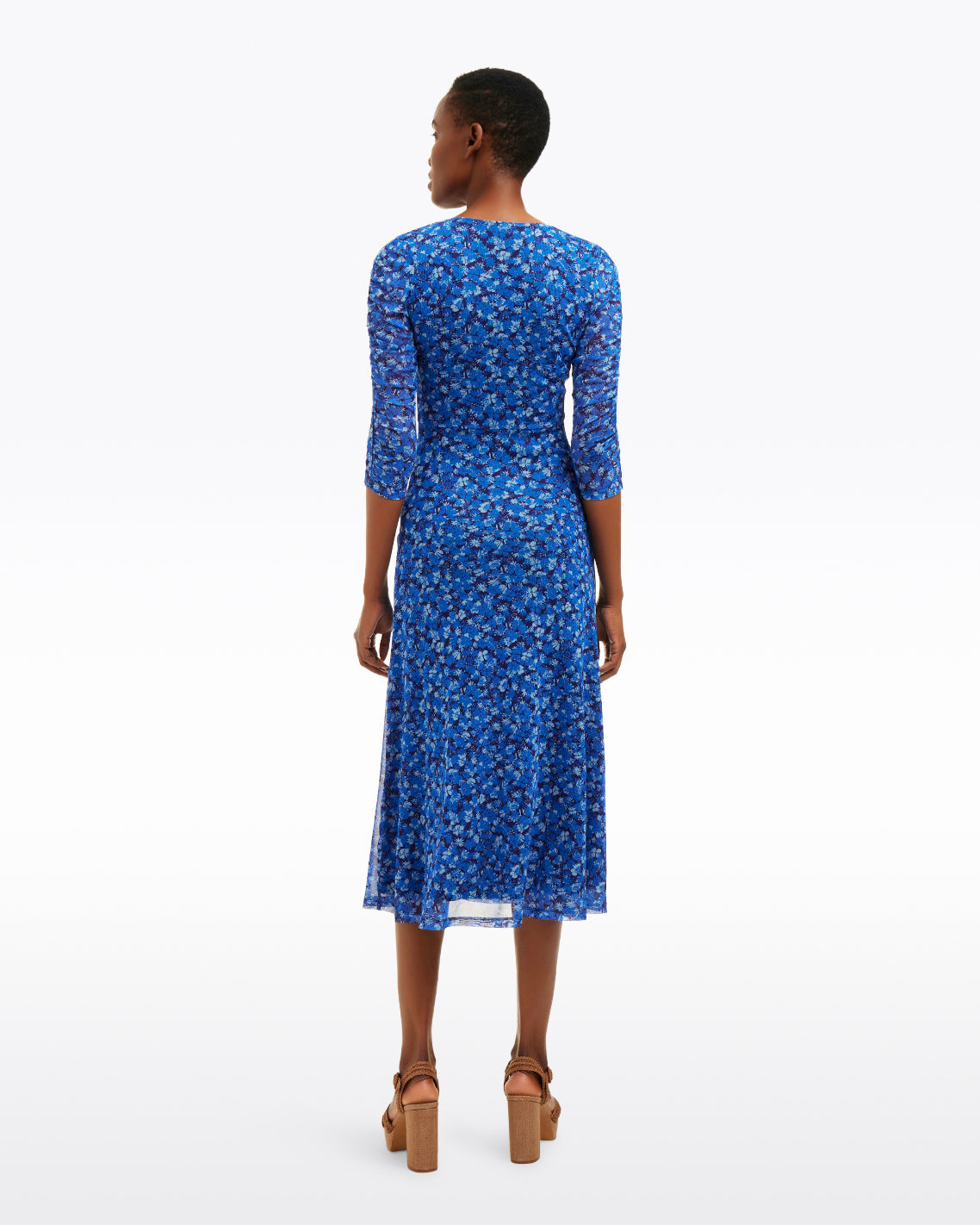 Selena V-Neck Midi Dress in Blue Scattered Ditsy Blue Scattered Ditsy - Draper James