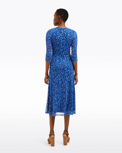 Selena V-Neck Midi Dress in Blue Scattered Ditsy Blue Scattered Ditsy - Draper James