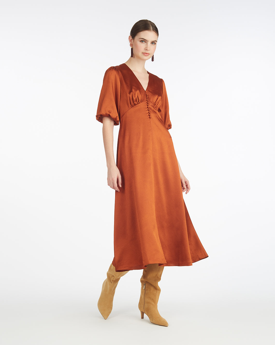 Maisy Midi Dress in Gingerbread Brown - Draper James