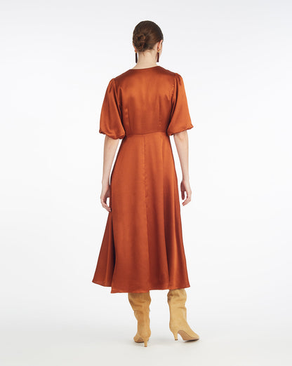 Maisy Midi Dress in Gingerbread Brown - Draper James