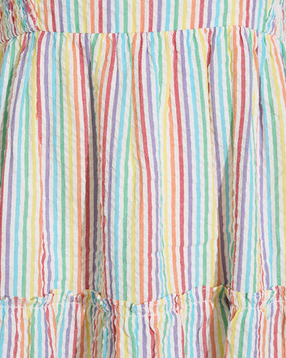 Taylor Tiered Midi Dress in Rainbow Stripes Rainbow Stripe - Draper James