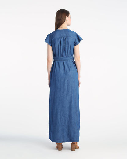 Reagan Denim Maxi Dress in Medium Wash Medium Wash - Draper James